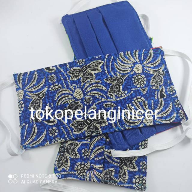 Masker Kain 2 Lapis/ Masker Katun Motif Batik Bisa Diisi Tambahan Filter Tisu/ Masker Kain Karet