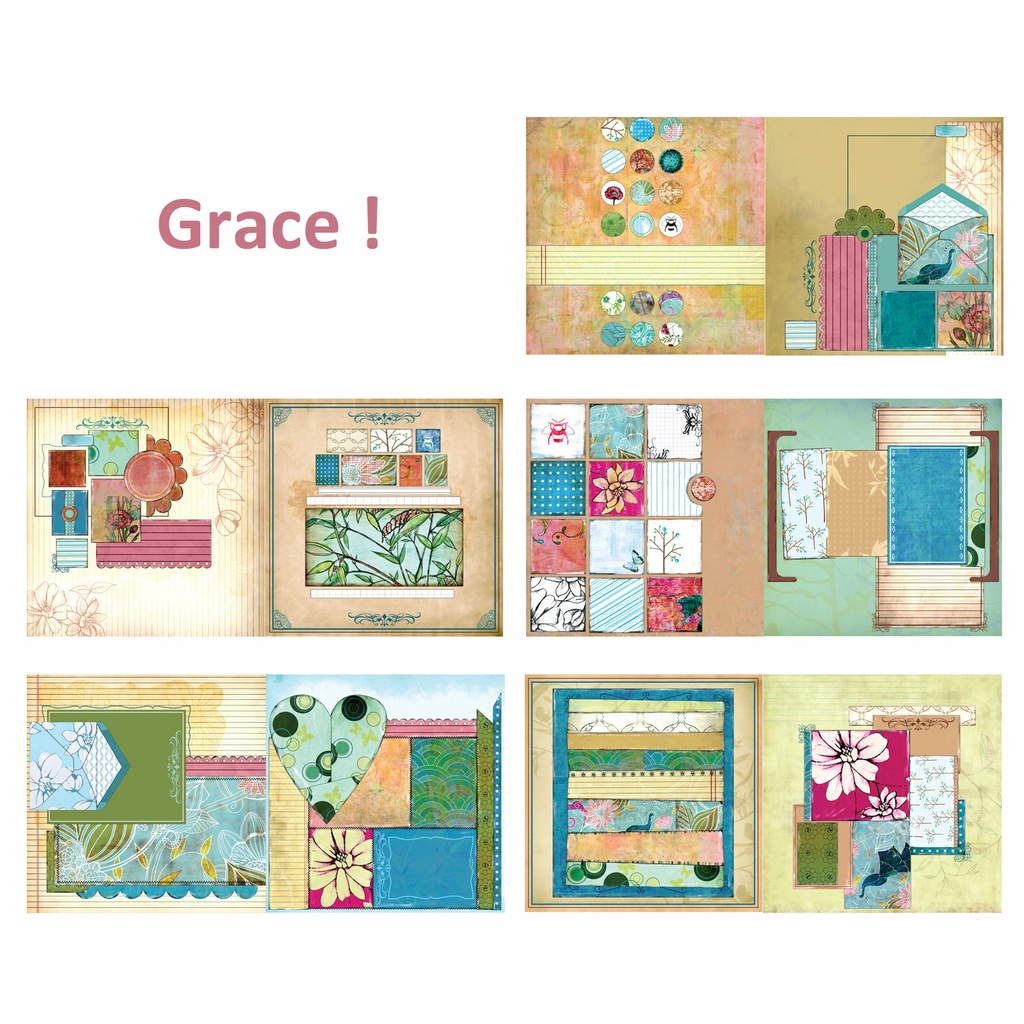 

12x12 Paket Kertas Scrapbooking "Grace" (10 lembar)