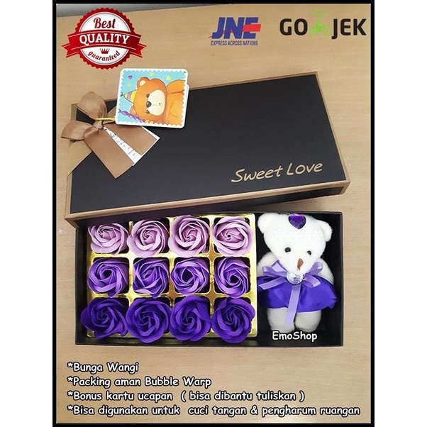 

12 Flower Soap + Doll In Chocolate Box, Hadiah Valentine Unik Murah !