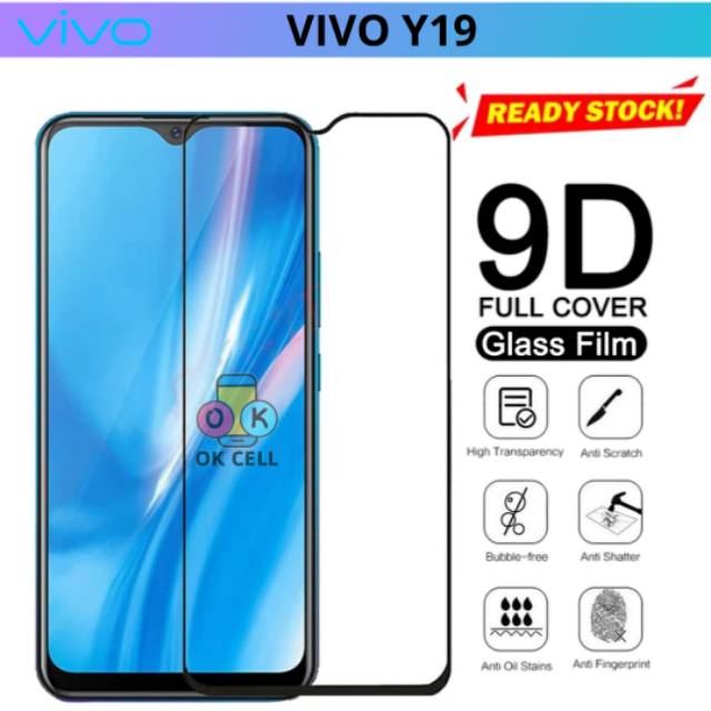 Tempered Glass 9D VIVO Y19 - TG Anti Gores Kaca Layar Vivo Y19 Full Cover Screen Protector Premium