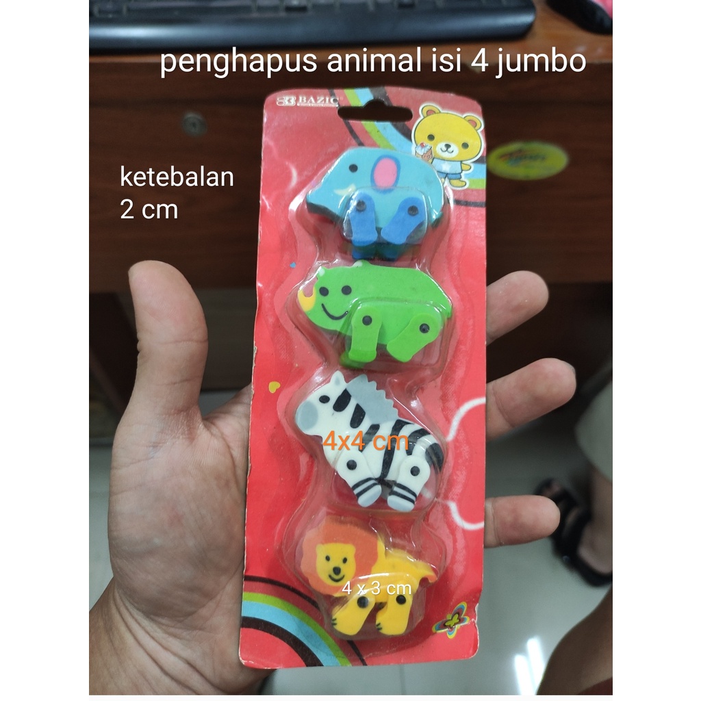 

penghapus bentuk animal isi 4 bh jumbo bazic