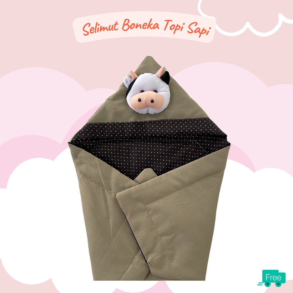 Selimut Bayi Topi Boneka Sapi Termurah dan terlaris / Selimut Bayi Lucu / Selimut Bayi Murah