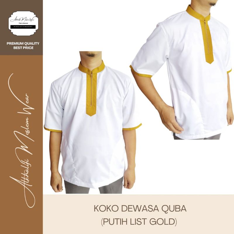 COUPLE Baju Koko Dewasa Quba (Varian White) Berkualitas by Alkhalifi Moslem Wear