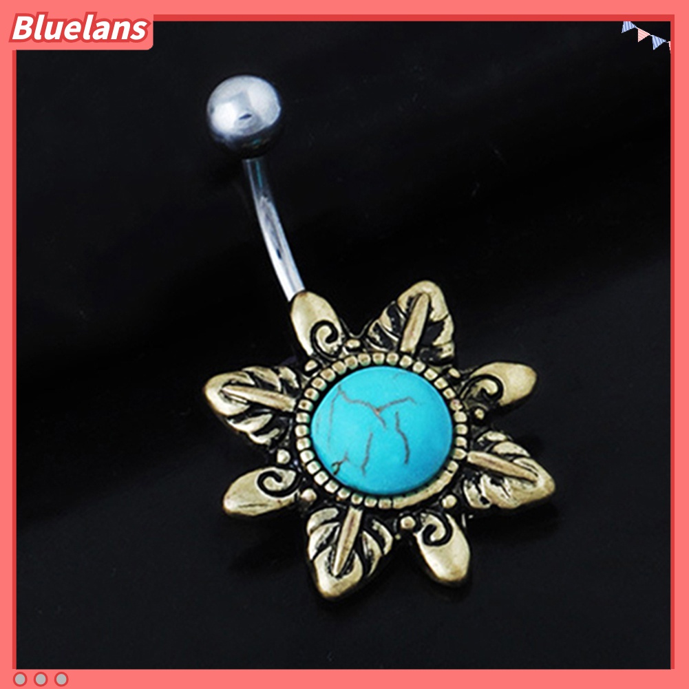 Cincin Tindik Tubuh Bentuk Bunga Matahari Turquoise Gaya Retro Untuk Hadiah