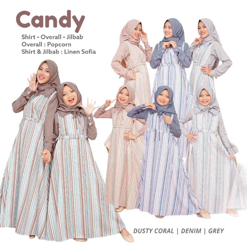 Overall Candy/gamis oribelle/oribelle kids/one set anak/gamis set hijab/gamis anak/gamis couple