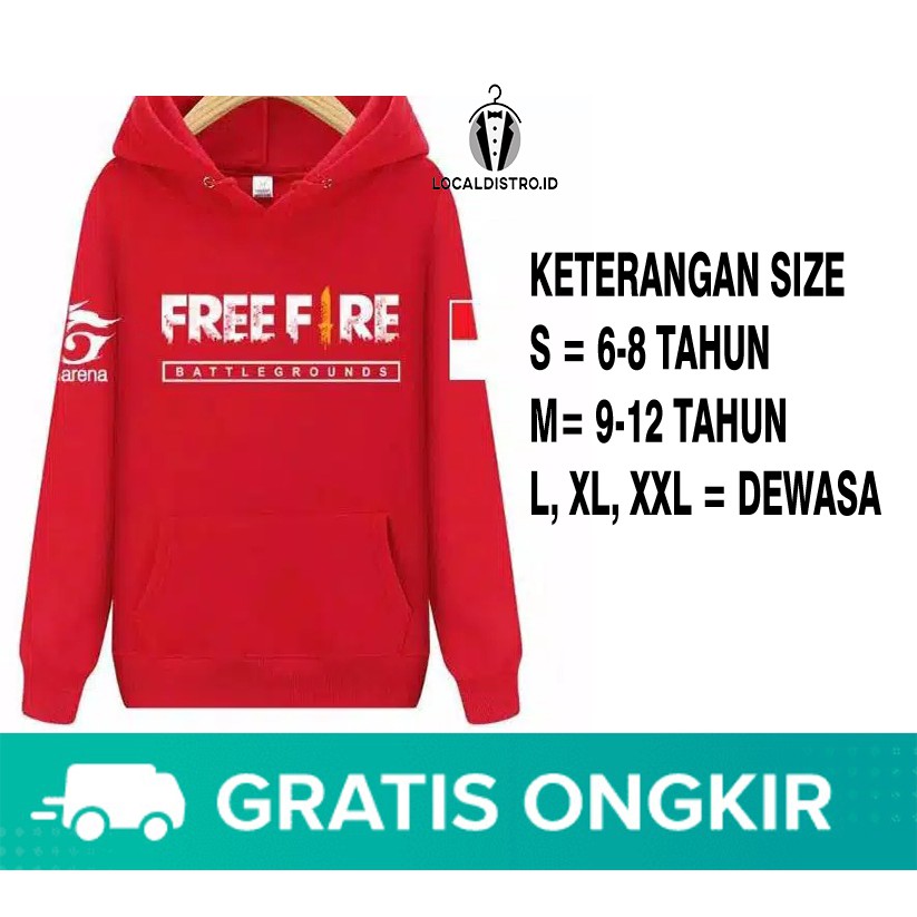 Sweater Freefire anak dan dewasa / jaket freefire Game Online / Hoodie Freefire Garena Indonesia