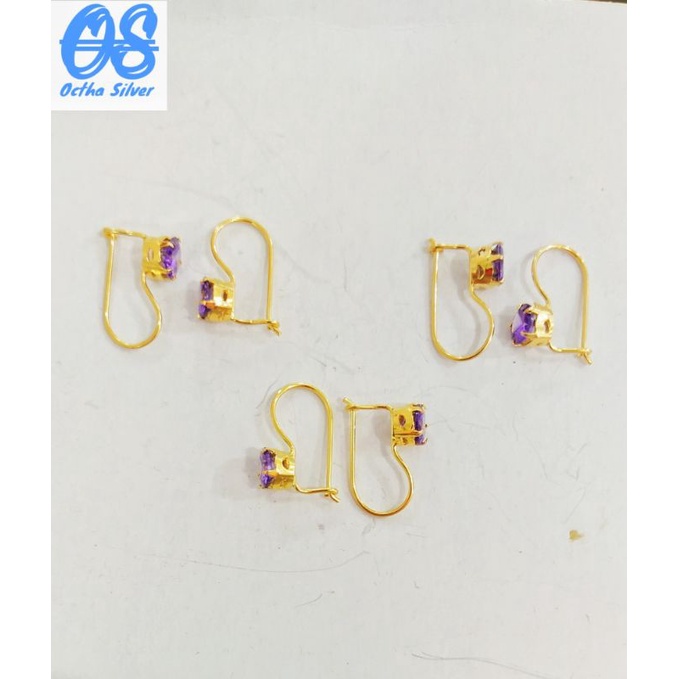 ANTING DESU MATA UNGGU PERAK 925 LAPIS MAS