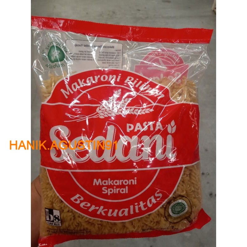 

MAKARONI SPIRAL CAP SEDANI- ECERAN 1 KG