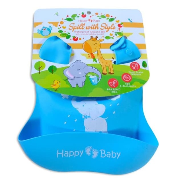 Happy Baby Waterproof Silicone Bib Celemek Bayi