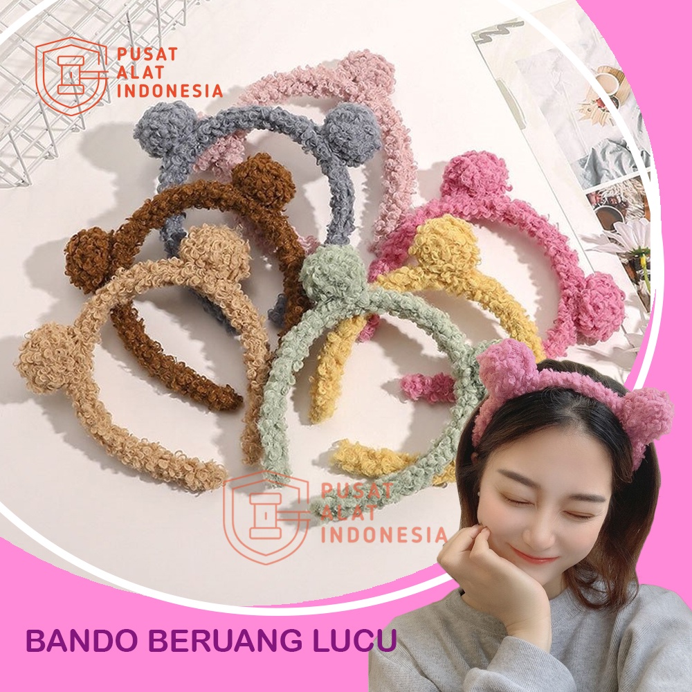 BANDO BERUANG BULU ALA WANITA KOREA U199 BEAR LUCU KPOP BANDANA LEMBUT PEREMPUAN CUTE