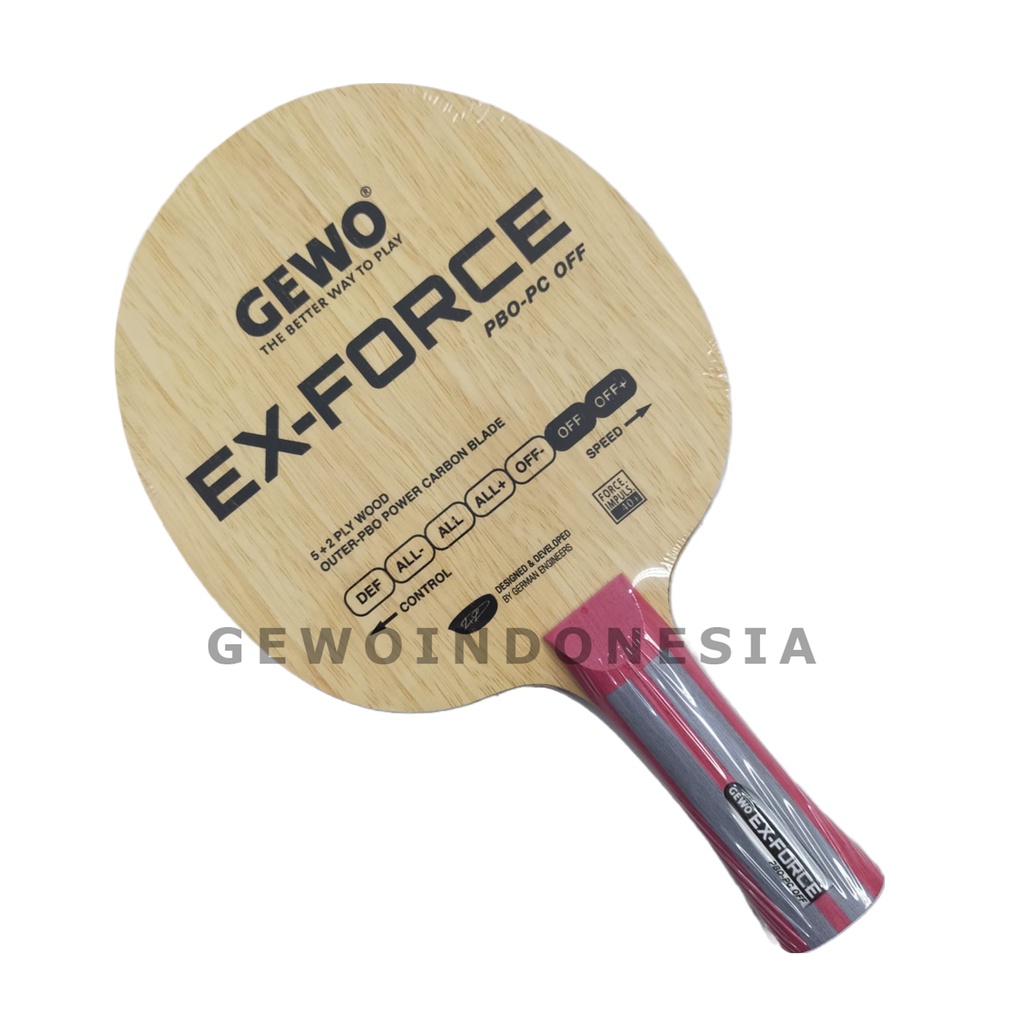 GEWO Ex-Force PBO-PC OFF - Kayu Pingpong Blade Tenis Meja Bet Bat Offensive