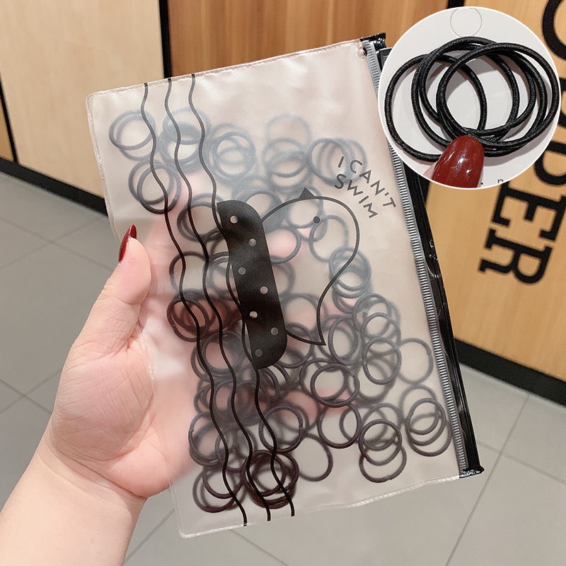 [Isi 50/100pcs] Kecil 3cm Ikat Rambut Korea Murah FREE tas Zip Lock F02