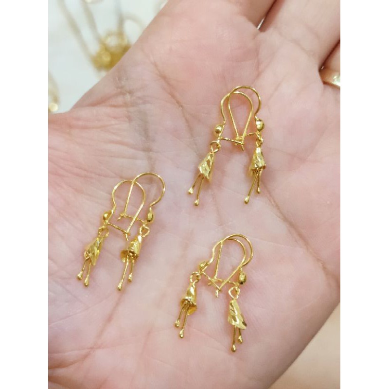 ANTING ANAK GANTUNG CORONG UKIR ( PERAK 925 ) LAPIS EMAS 24K