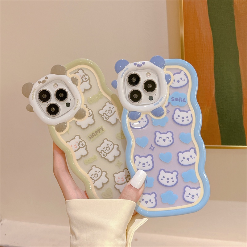 Soft Case Pelindung Lensa Anti Jatuh Motif Beruang Untuk iPhone 13 12 11 Pro Max X Xr Xs Max