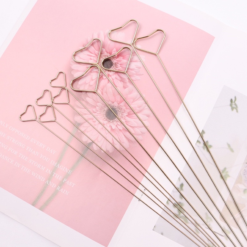 GOLD STICK CARD ECERAN PCS STICK BUNGA BENTUK LOVE ATAU BULAT UNTUK HAND BOUQUET BUNGA FLORIST