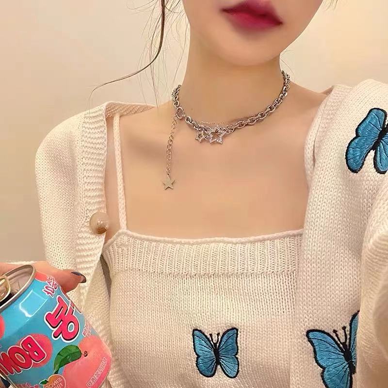 XINGX double-layer kalung wanita musim panas peri baja titanium kalung wanita in hip hop kalung wani