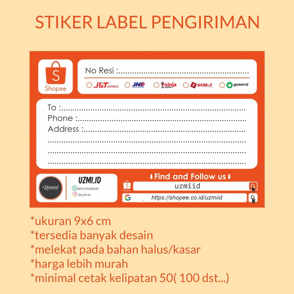 Cetak Stiker Label Pengiriman Custom Olshop Murah