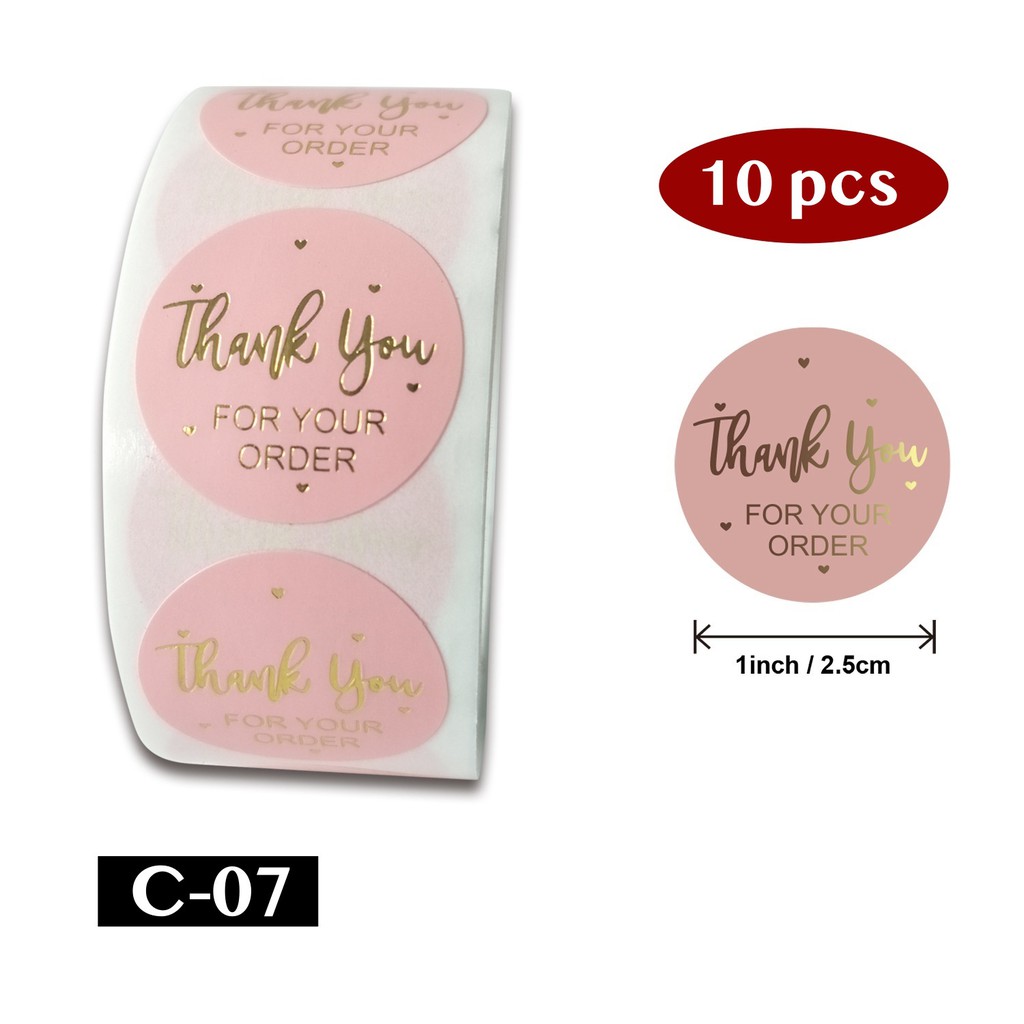 AliMaMa - STIKER THANK YOU 10 PCS - Sticker Terima Kasih Segel Olshop Online Shop Packaging Packing Souvenir Suvenir Import Murah Medan-C-07