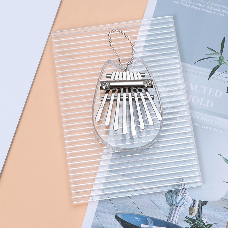 Kalimba Piano Jari Akustik 8 Kunci Bentuk Hati Bahan Akrilik Kristal Transparan