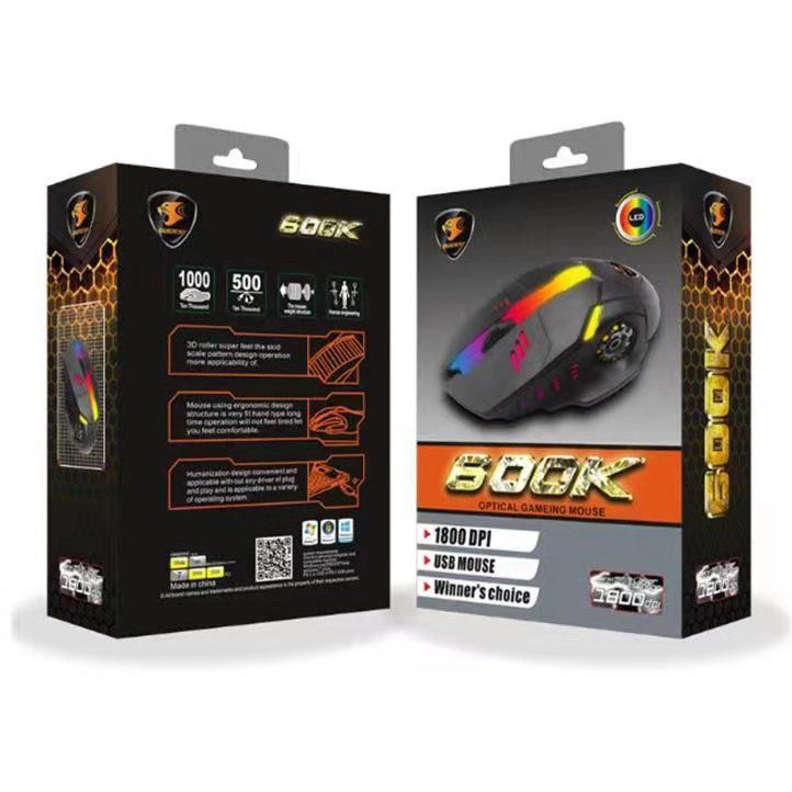 Mouse Kabel Gaming LED quideny 600K for PC/Laptop