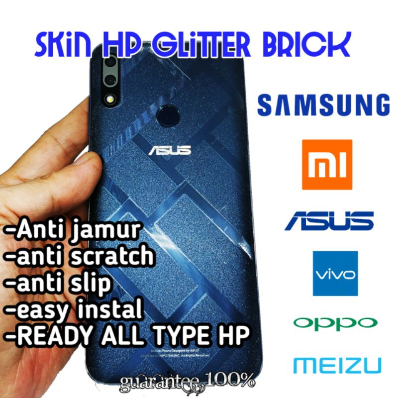 garskin hp + garskin camera transparan glitter brick all hp all merek ready