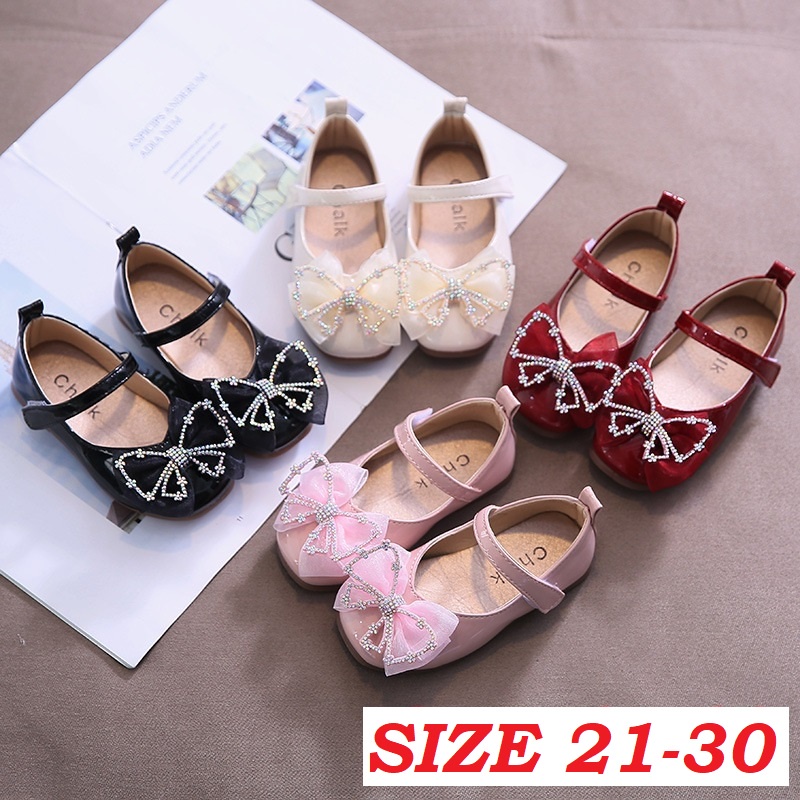 SH28-Sepatu Pesta Anak Perempuan Tile Princess Bow