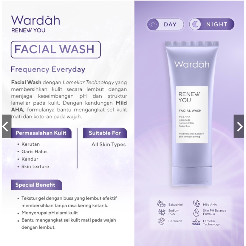 Wardah Renew You Facial Wash 100 gr [ kemasaan baru ]