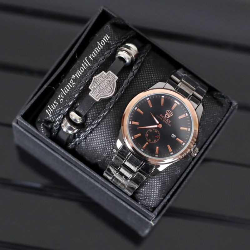 [ SNL C22 ] JAM TANGAN RANTAI PRIA FREE GELANG