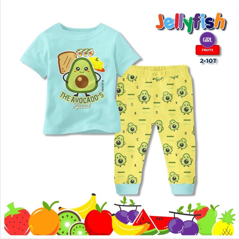 Jelly Fish Piyama Anak Laki Perempuan - Jellyfish Setelan Baju Tidur - Stelan Pajamas 2 4 6 8 10 Thn