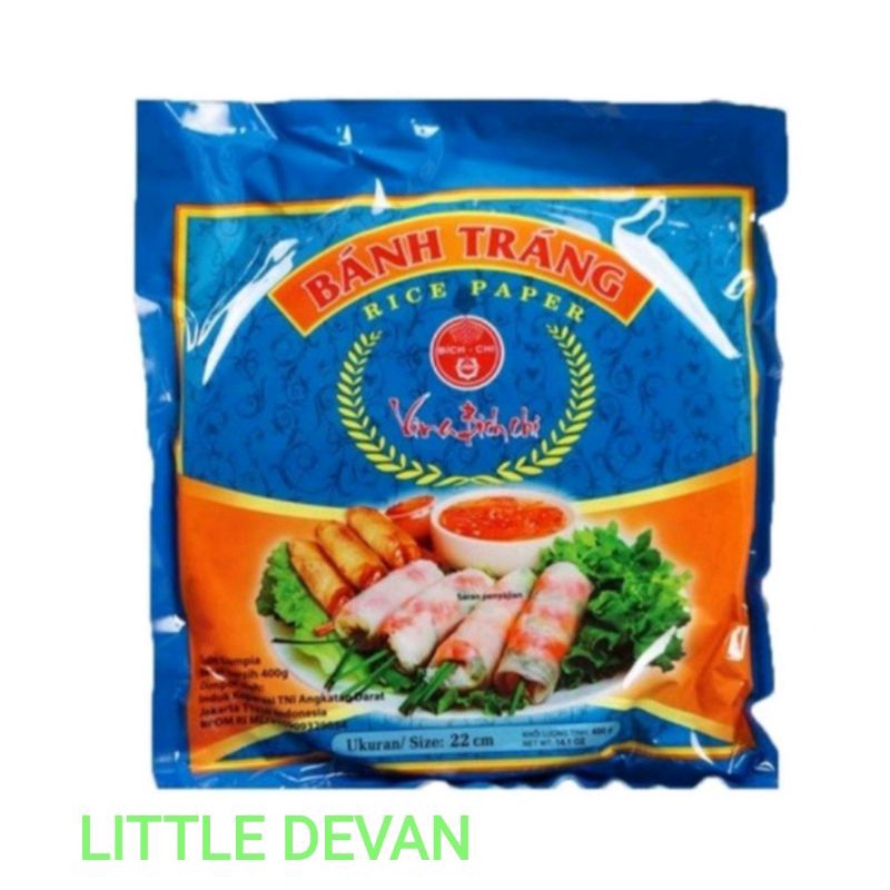 rice paper banh trang 400 gr kulit lumpia vietnam 22 cm 50 lembar