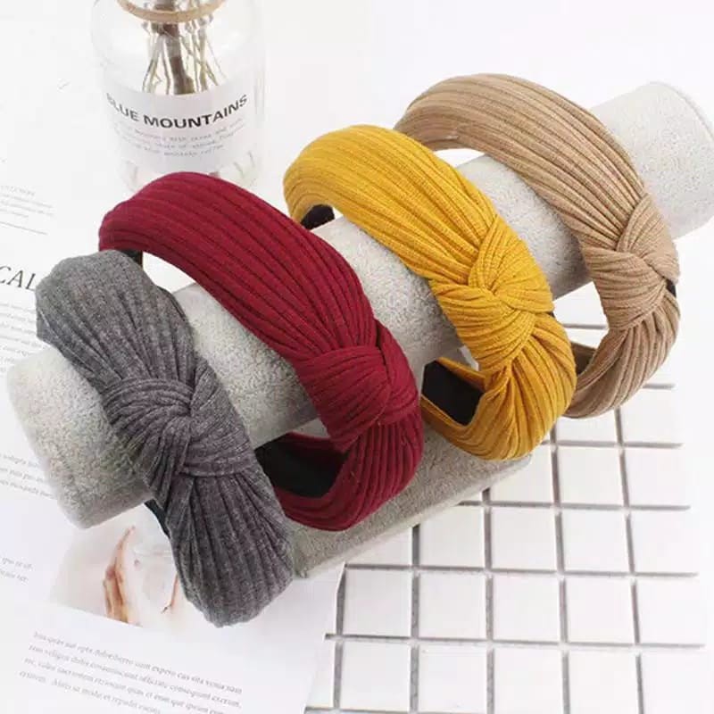 Bando Korea Bandana Wanita Murah Bando Polos Bando Simpul Aksesoris Rambut Wanita Import (VC)