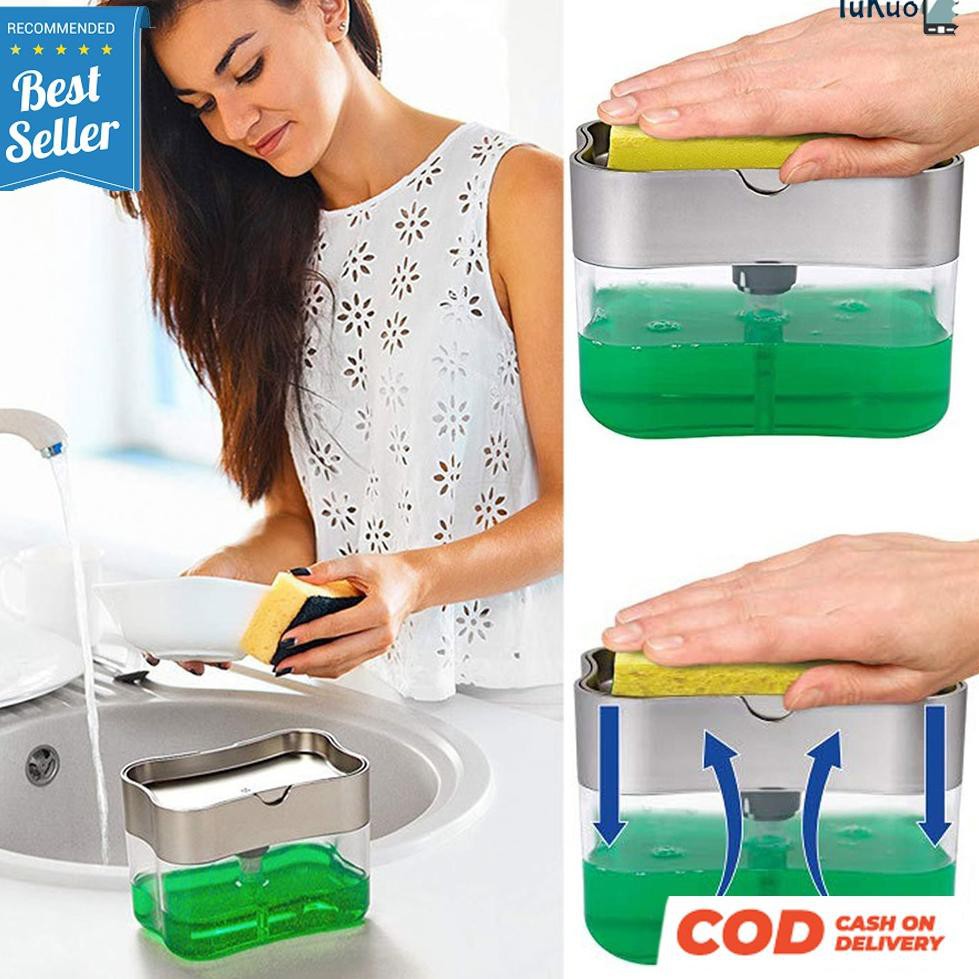 Dispenser Sabun Spons Spon Cair Sikat Kran Rak Dapur Tempat Soap Pump Cuci piring