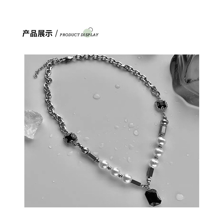 Baru Hitam Onyx titanium steel kalung pria fashion kalung ins retro sweet cool ruffle gaya tampan st