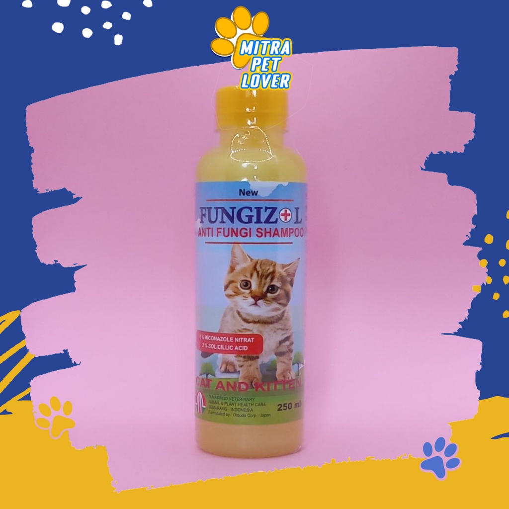 SHAMPO ANTI JAMUR KUCING - FUNGIZOL CAT SHAMPOO 250 ML ORIGINAL - ANTI JAMUR WANGI BERSIH SEHAT MENGHALUSKAN MELEMBUTKAN BULU PET ANIMAL HEALTHCARE AND VETERINARY TAMASINDO OBAT KESEHATAN DAN VITAMIN TERNAK HEWAN BINATANG PELIHARAAN MITRAPETLOVER