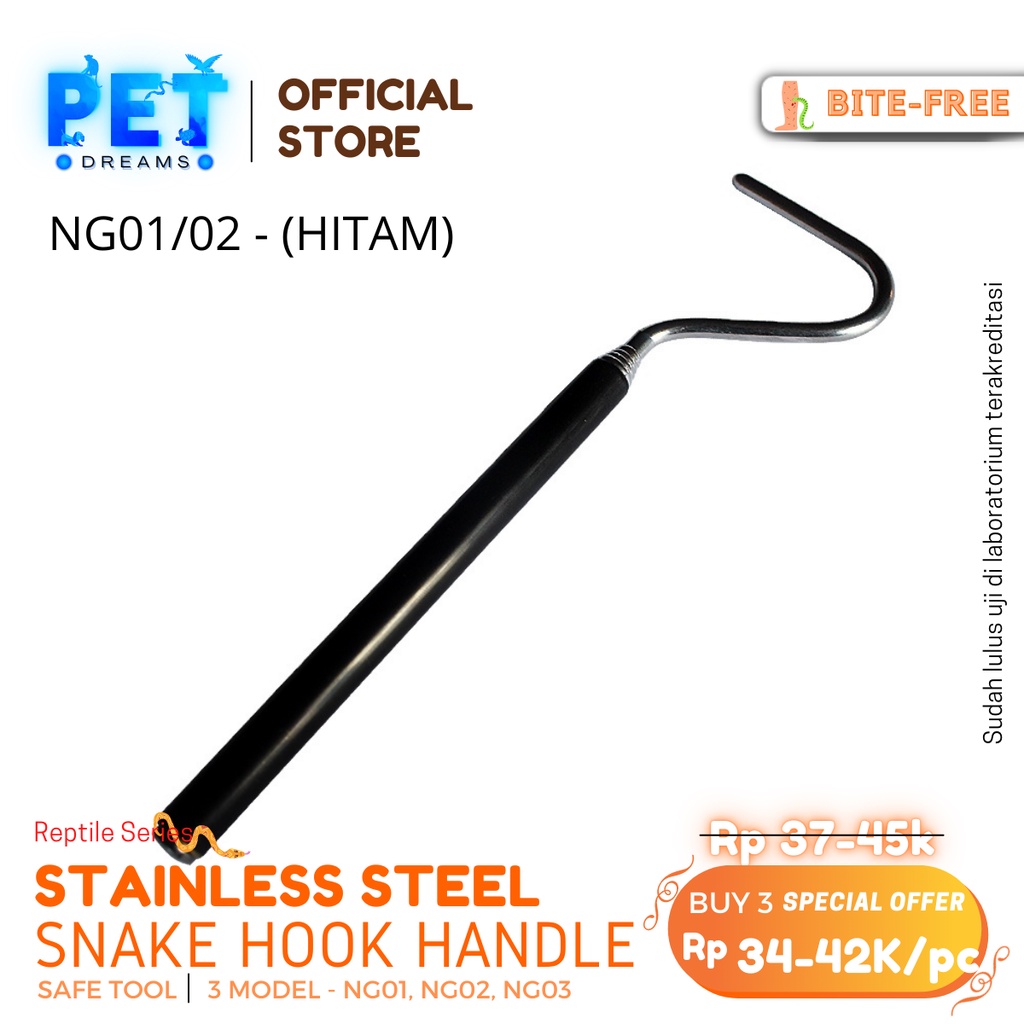 SNAKE HOOK TONGKAT PENGAIT ALAT PENANGKAP PEGANG ULAR RETRACTABLE STAINLESS STEEL STIK REPTIL