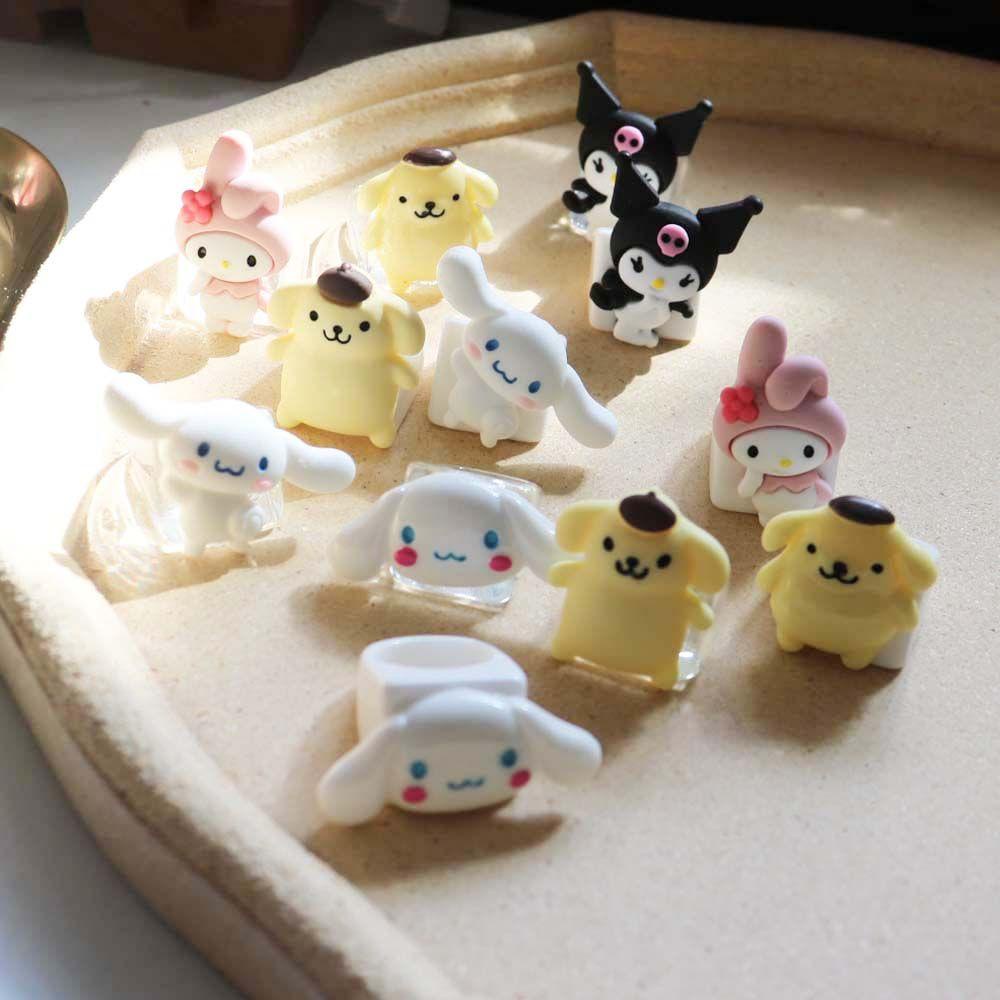 Mxbeauty Cincin Jari Desain Kartun My Melody Pudding Dog Kuromi Kelinci Bahan Resin Transparan Gaya Korea Untuk Wanita