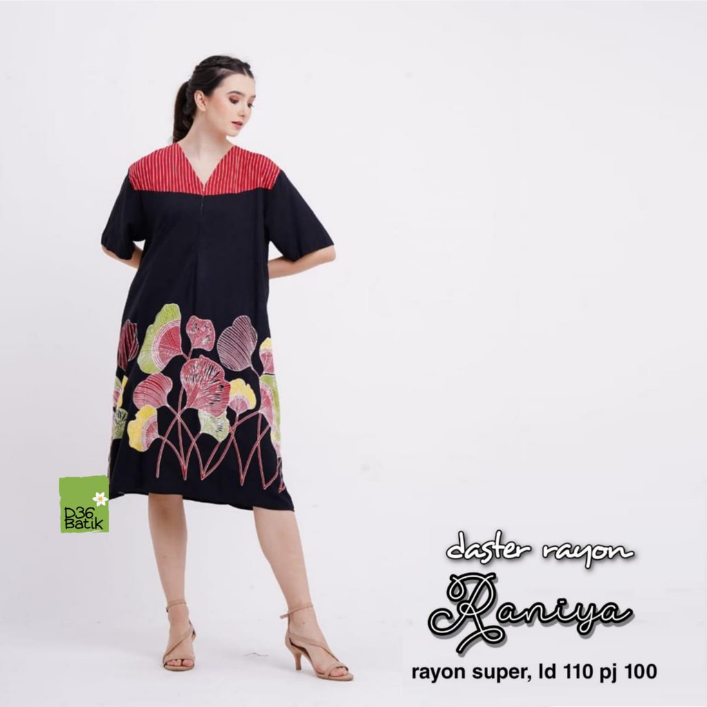 Daster Rayon Raniya Batik Bunga Truntum Jumbo Rayon Santung Santai Casual Home Daster