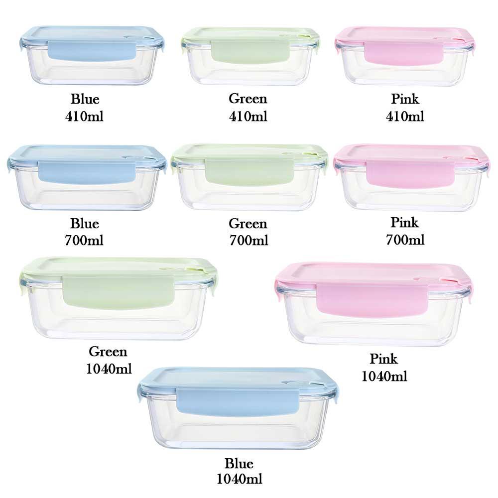 Solighter Wadah Penyimpanan Makanan 410/700/1040ml Extra Large Freezer Dishwasher Glass Lunch Box