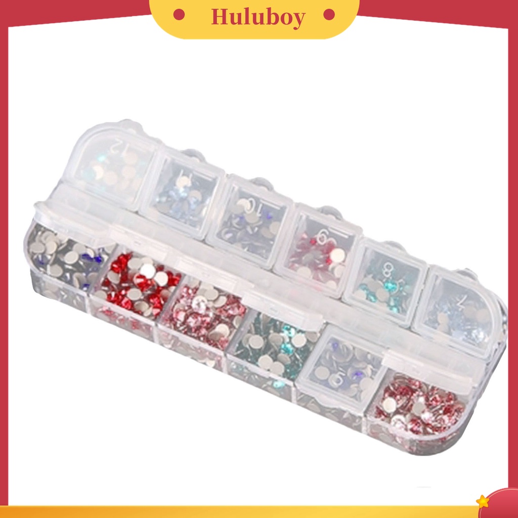 Huluboy Huluboy♡ Kotak Penyimpanan 12 Grid Bahan Metal Transparan Untuk Nail Art