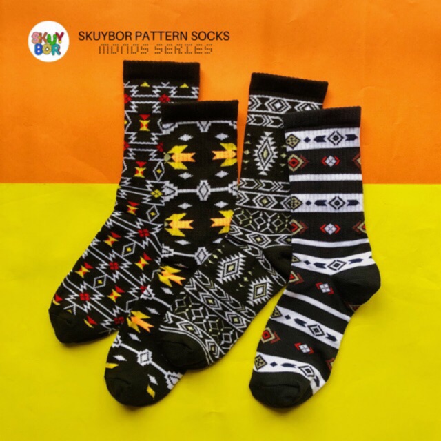 Skuybor pattern tribal  socks kaos  kaki  motif tribal  