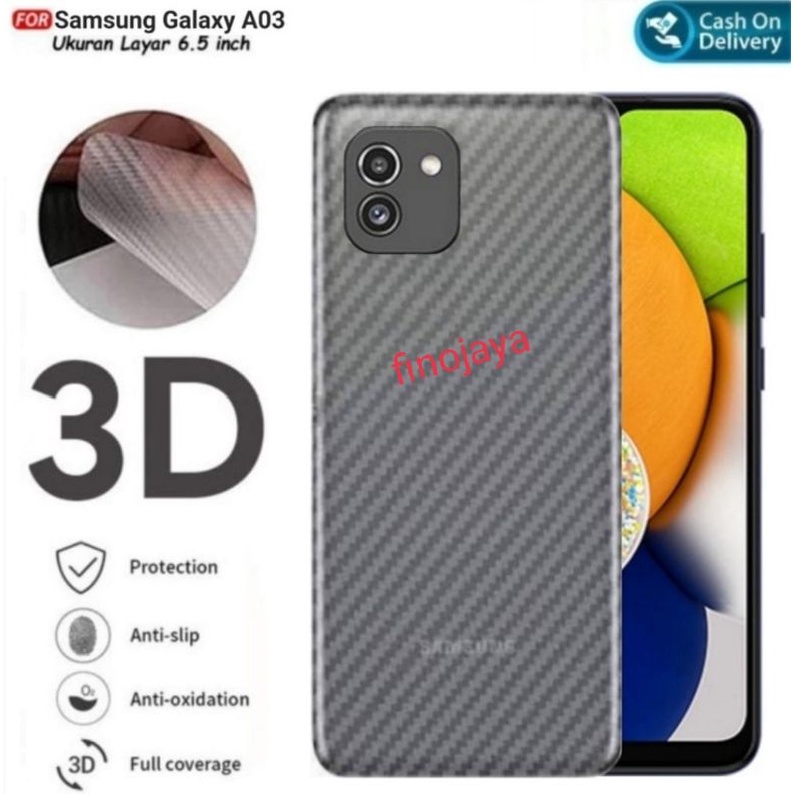 Skin Graskin Carbon Samsung A03 transparan Anti Jamur belakang