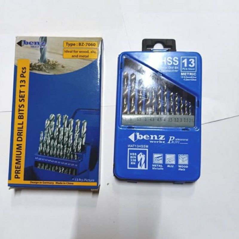 BENZ mata bor besi alumunium 13pcs set 1,5 - 6,5 mm BZ 7060