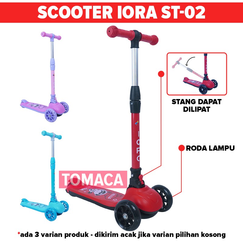 Mainan Anak Scooter Otoped Light Otopet Skuter Lipat Roda Tiga IORA PMB ST02 Lampu Premium