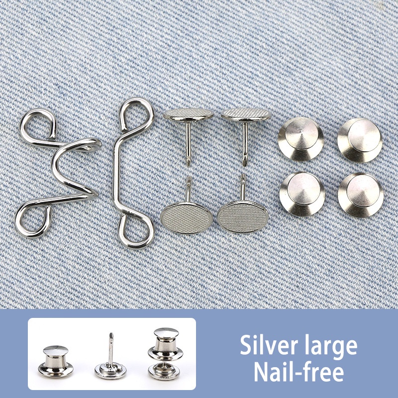 Kancing Jeans Logam Simple Adjustable Kancing Pengait Celana Panjang Jeans Denim Desain Bunga Daisy Warna Putih Kait Pengecil Lingkar Pinggang Celana Jeans Model Bisa Dilepas-B__perak-l