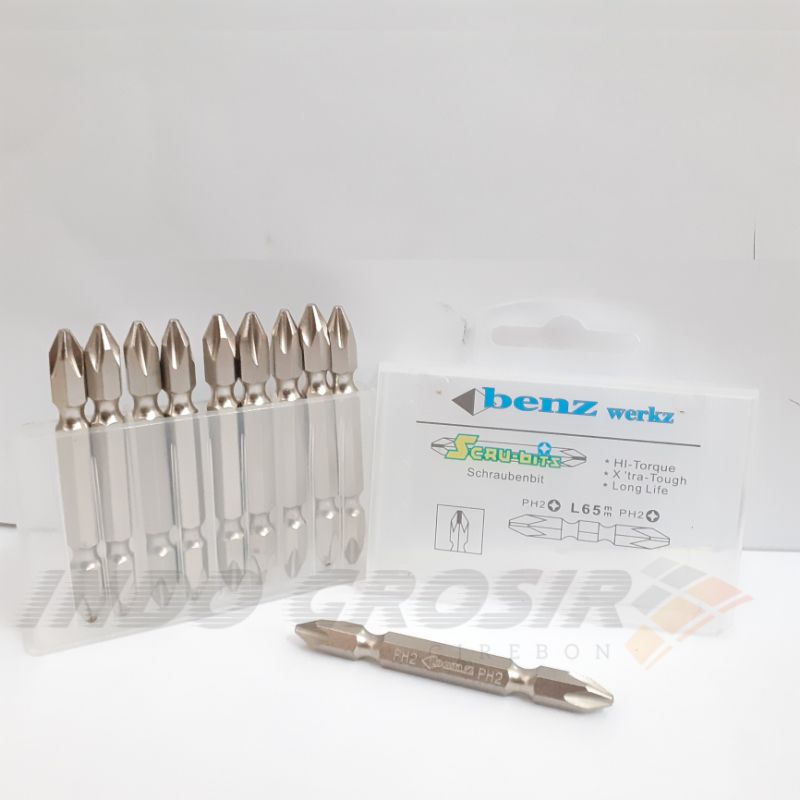 [ 1 Pak 10 Pcs ] Benz Mata Obeng / Mata Bor Obeng Angin PH 2 Screwdriver Bits  65mm