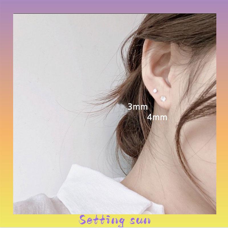 1PC Anting Tusuk Anti Karat Anti Alergi Zirkon Mini Stainless Steel Kualitas Tinggi Aksesoris Wanita TN