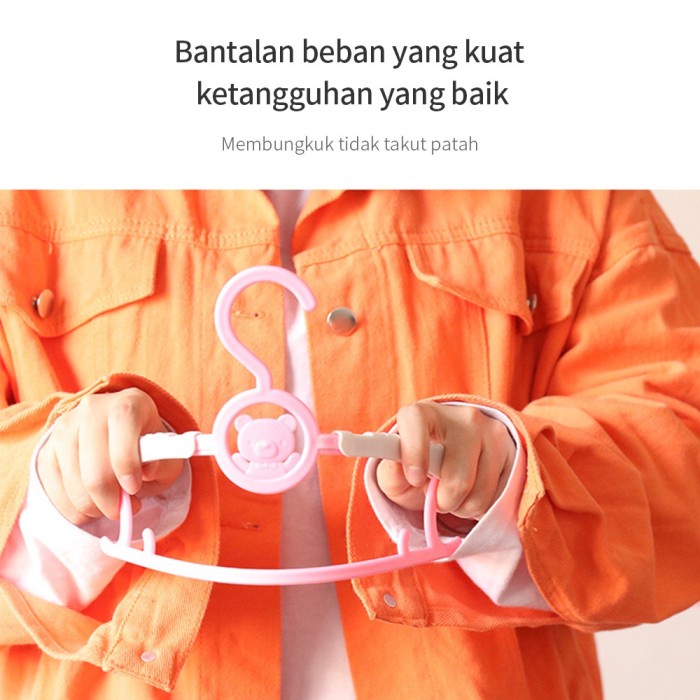 Hanger Baju bayi dan anak bisa memanjang – AC 43 – Tempat Gantungan Jemuran plastik untuk Baju celana  handuk  gurita gerita grita  rak lemari dinding perlengkapan bayi dan anak stand folding hanger lipat anger kapstok gantungan baju hook