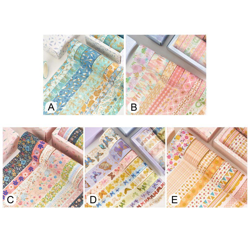 R-flower 10 Rol / Set Tape / Selotip Washi Motif Bunga / Hati Untuk Dekorasi Scrapbook DIY