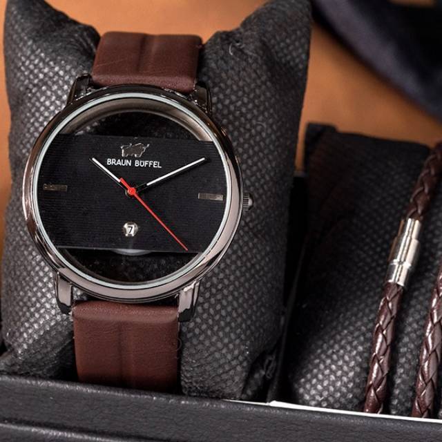 Jam tangan pria wanita keren braun buffel