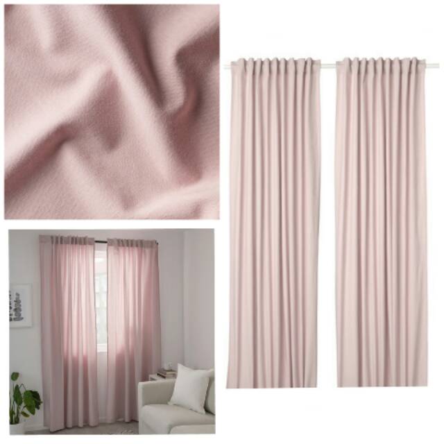 Gorden 1 Pasang, Warna Merah Muda, KLKFLY